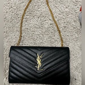 YSL Cassandre Matelassé Leather Wallet on a Chain